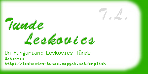tunde leskovics business card